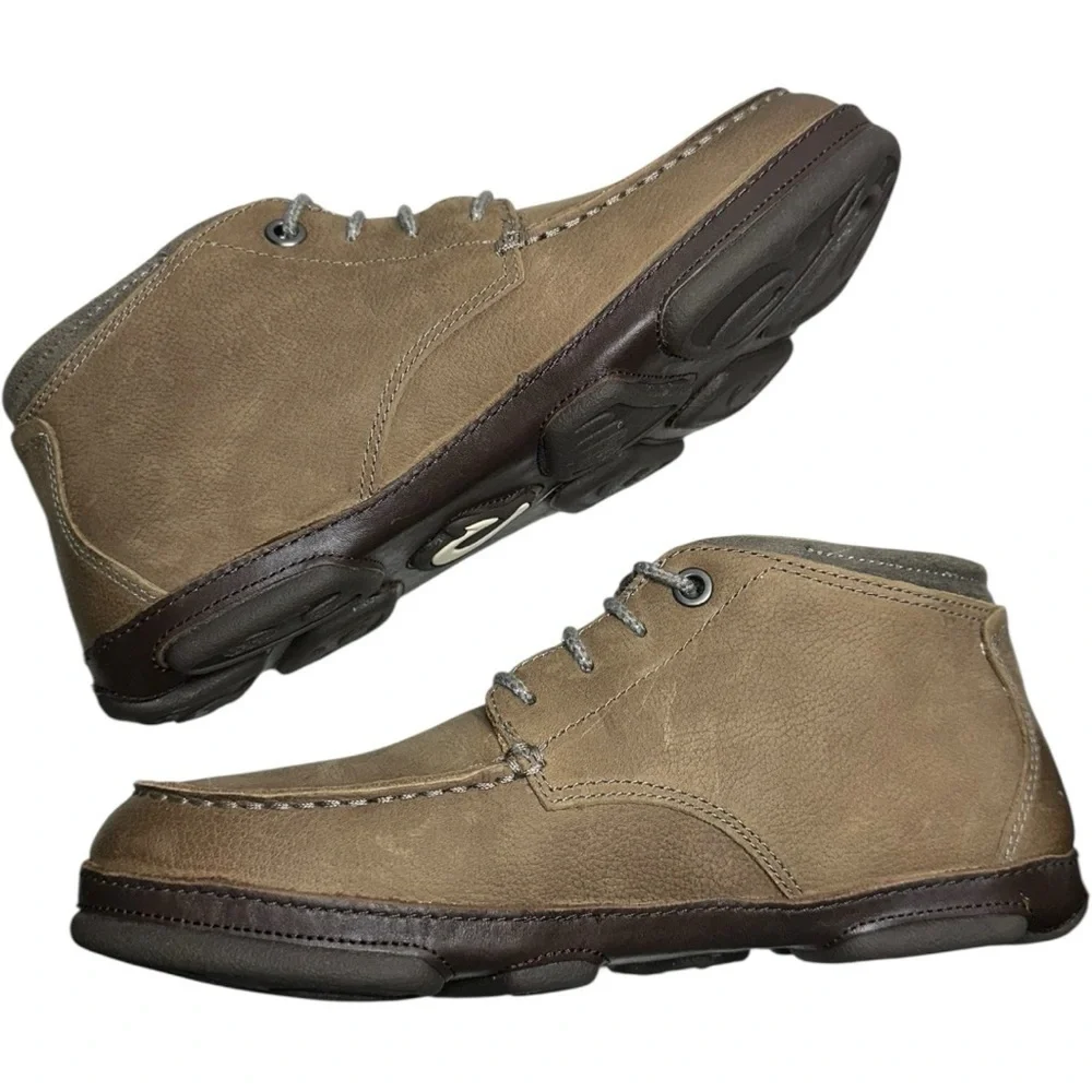 Olukai NWT Men’s Size 7 Storm Gray Dark Wood Hamakua Chukka Boots